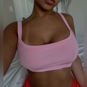 Pink Ribbed Women's Bralette